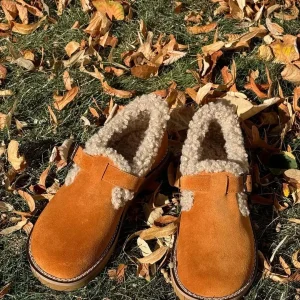 Anatomical Clogs Women Handmade Suede Winter Fur Lined