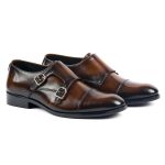 Men's Double Monk Strap Cap Toe Shoes In