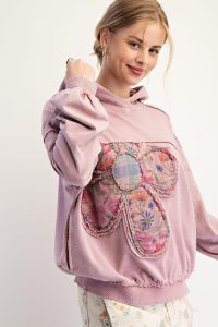 Boho Hoodie With Floral Patchwork Oversized Fit Cottagecore
