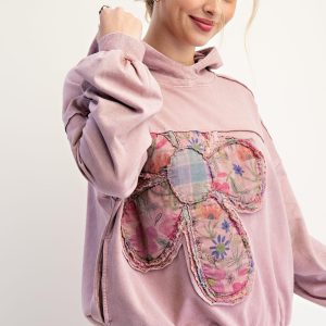 Boho Hoodie With Floral Patchwork Oversized Fit Cottagecore