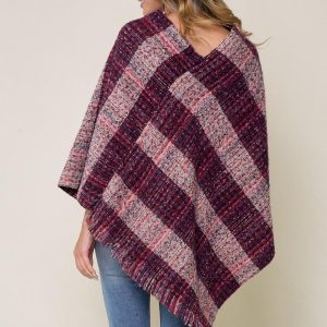 Burgundy Womens Poncho: Fall Fashion Lightweight Sweater
