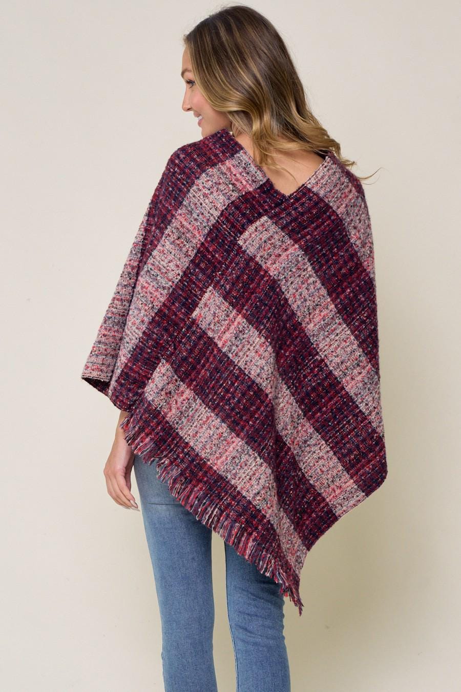 Burgundy Womens Poncho: Fall Fashion Lightweight Sweater
